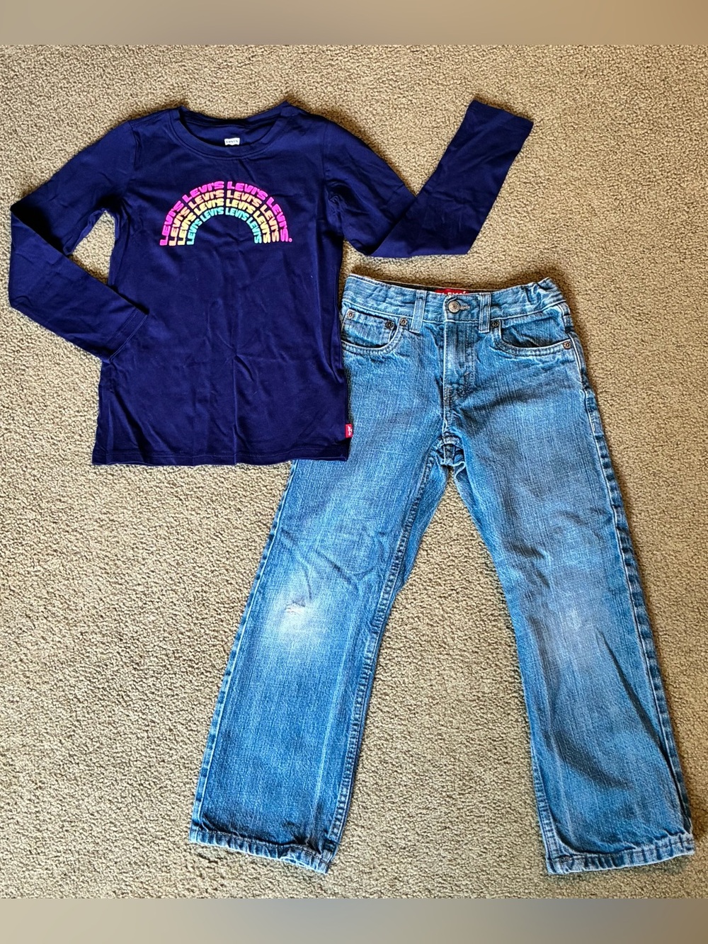 Girls Levi’s outfit two piece set long sleeve shirt & jeans 6/7